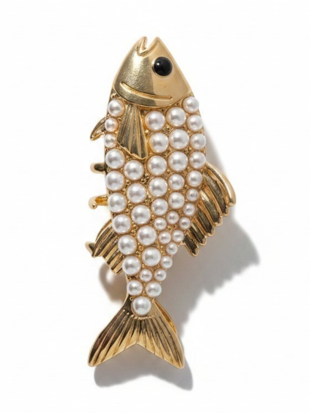 💛▪️Persimmon ▪️Gold Pearl-Accented Fish  Hair Clip